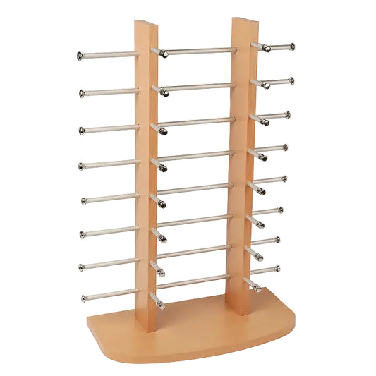 Wooden sunglass display stand holds 16 Sunglasses