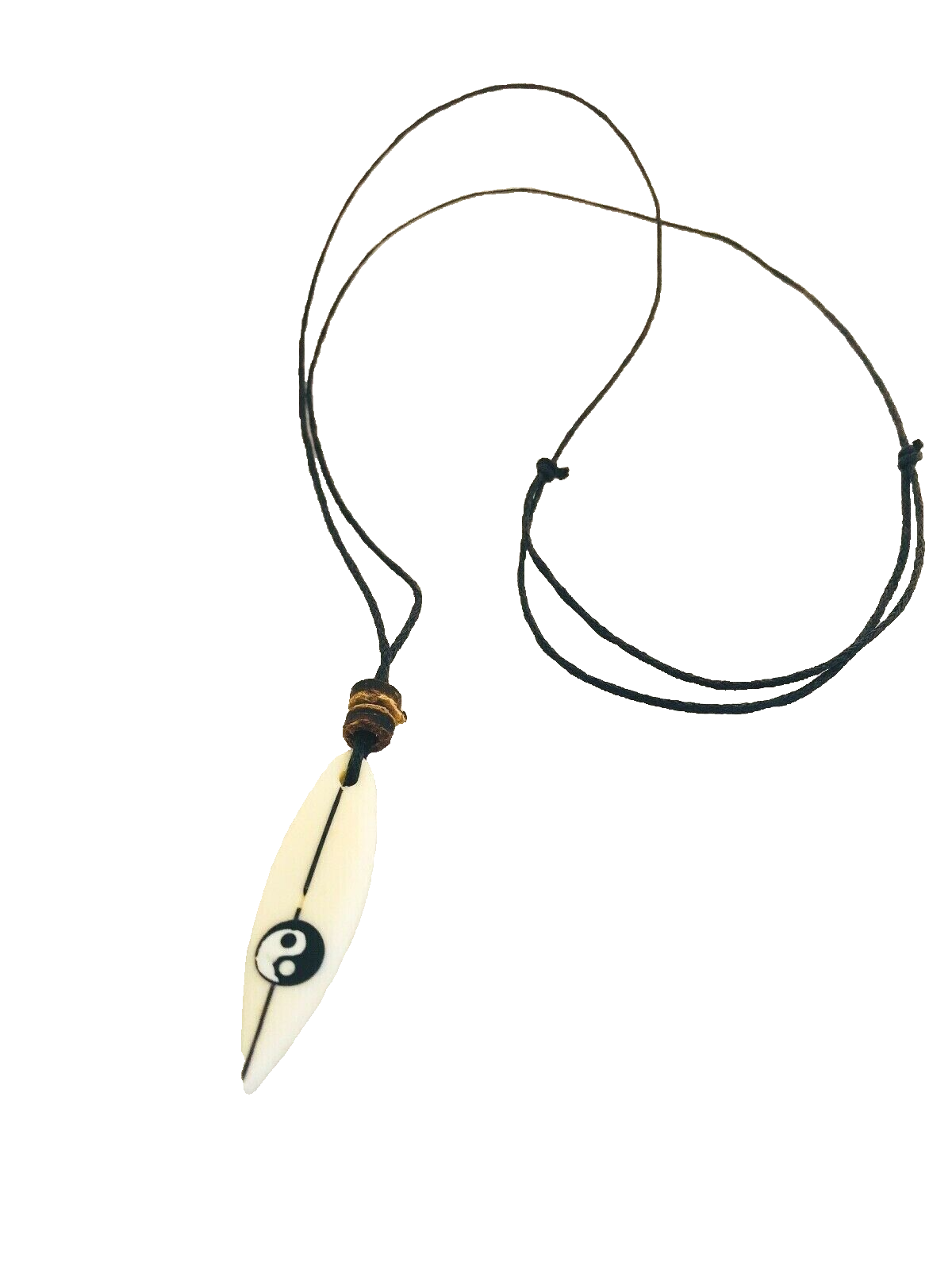 Yin & Yang Surf Board Charm Pendant Choker Necklace with Black Cord